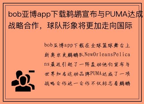 bob亚博app下载鹈鹕宣布与PUMA达成战略合作，球队形象将更加走向国际